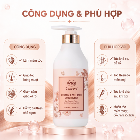 Dầu xả Cazoova Keratin & Collagen 500ml