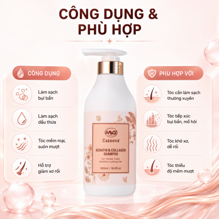 Dầu gội Cazoova Keratin & Collagen 500ml