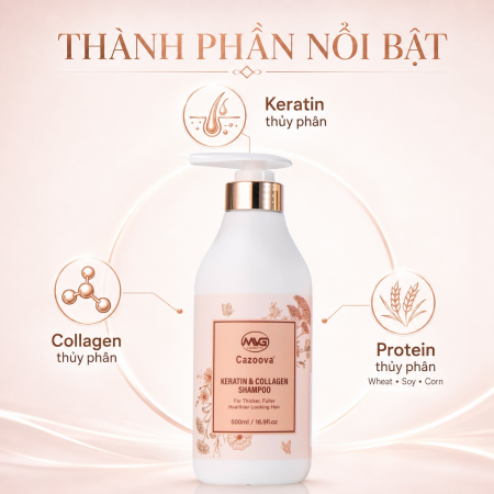 Dầu gội Cazoova Keratin & Collagen 500ml