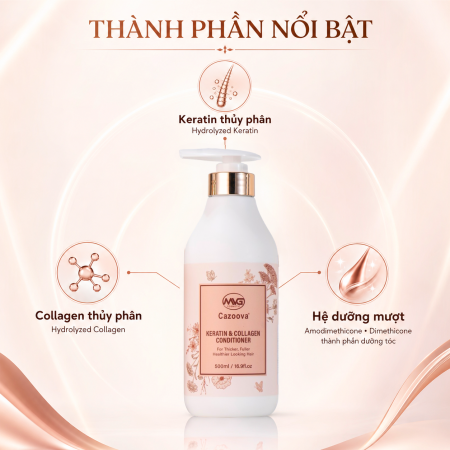Dầu xả Cazoova Keratin & Collagen 500ml