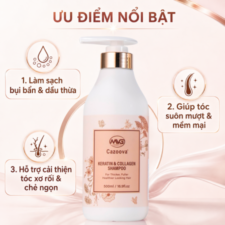 Dầu gội Cazoova Keratin & Collagen 500ml
