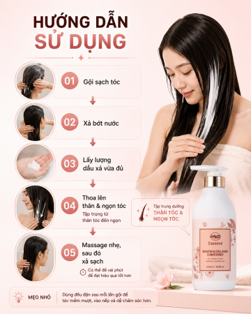 Dầu xả Cazoova Keratin & Collagen 500ml